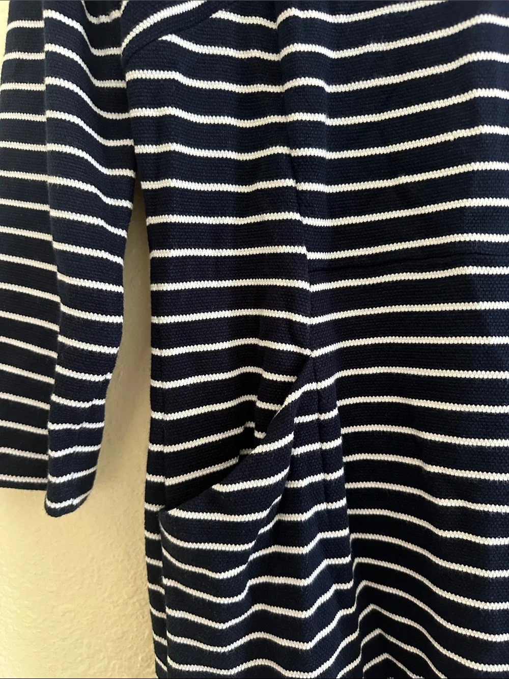 Girls Navy and White Striped Knit Dress EUC